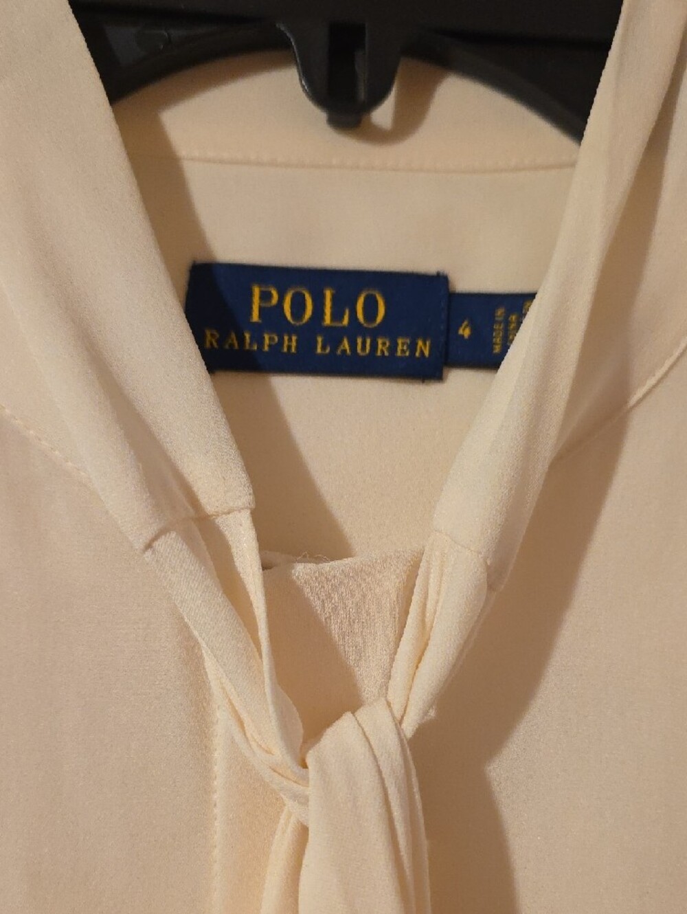 Polo Ralph Lauren Cream Tie-Neck Ruffle Mulberry Silk Blouse - Picture 7 of 7